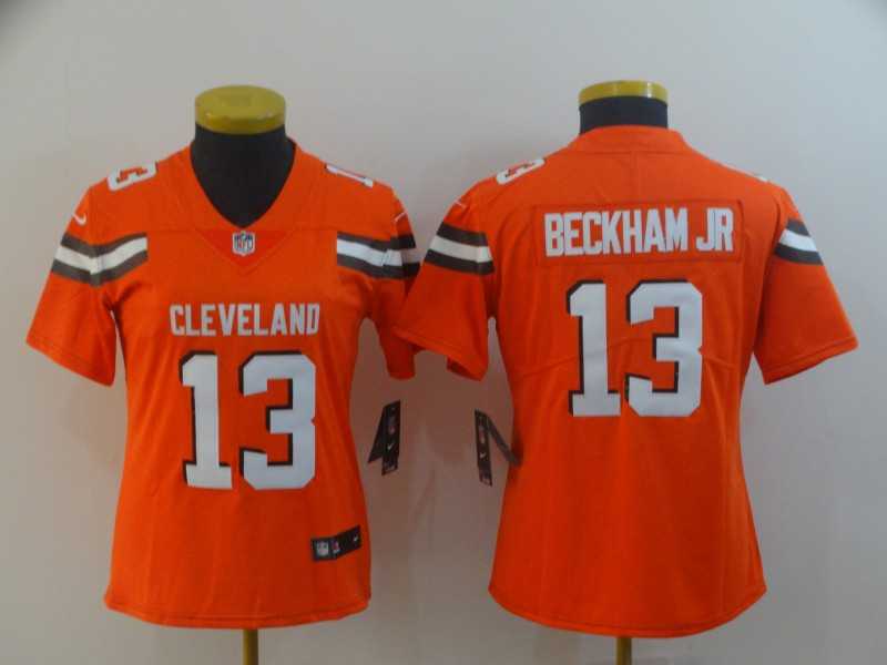 Women Nike Browns 13 Odell Beckham Jr Orange Vapor Untouchable Limited Jersey
